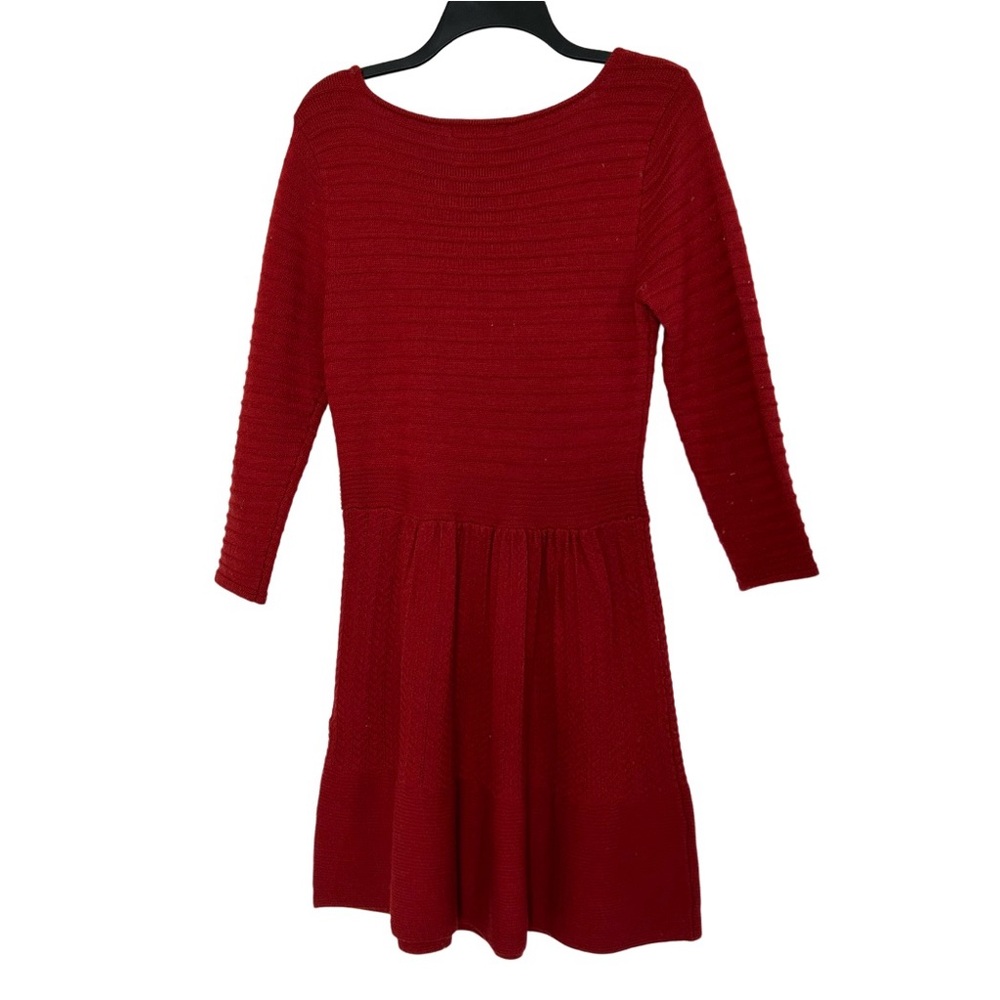 Jessica Simpson Red Sweater Mini Dress Long Sleeve Knit Fit and Flare A-Line - Picture 3 of 5